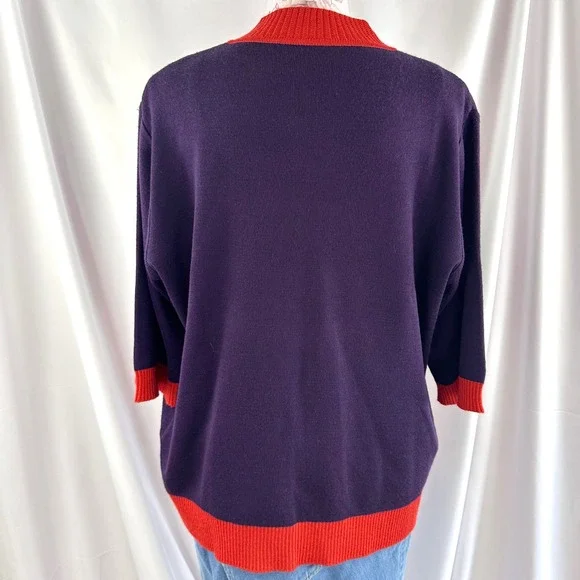 Wool‎ Blend Beaded Embroidered Sequin Open Cardigan Sweater Purple Red Floral - Picture 8 of 17